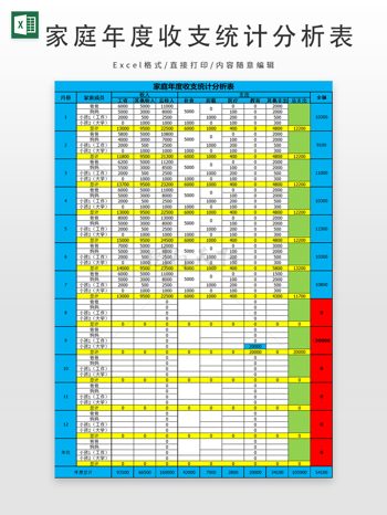 家庭年度收支统计分析表