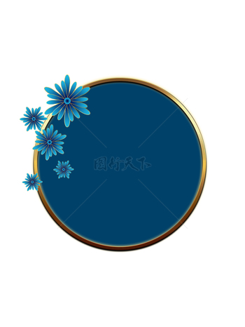 金边蓝色花卉圆背景