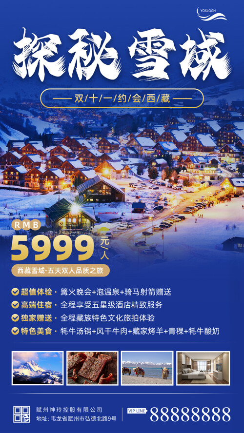 探秘雪域冬季旅游手机海报