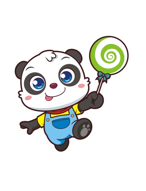 卡通可爱小熊猫拿棒棒糖
