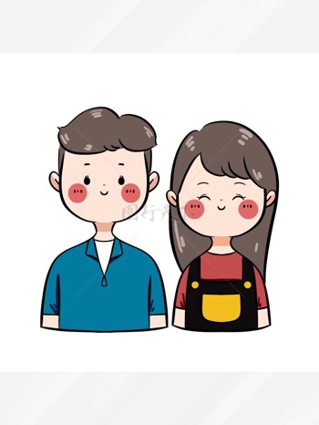 手绘情侣卡通红脸围裙恩爱夫妻表情包头像