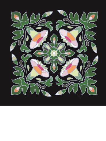  传统 欧式俄式 方形图案背景贴图 十字喇叭花绿白