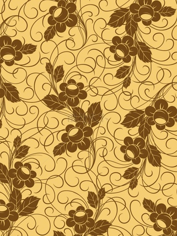 传统 欧式俄式花卉底图底纹  图案背景贴图 黄底棕色胸针花