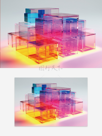 创意彩色立方体 科技kv图案