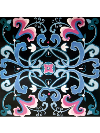 传统 水彩手绘  抽象花卉草木 底图底纹  图案背景贴图  方形蓝红蔓藤