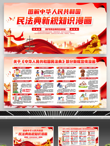 中华人民共和国民法典部分新规知识漫画展板
