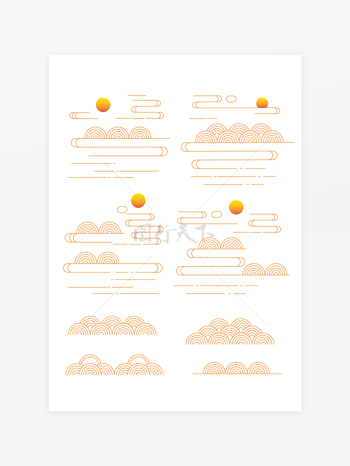 金黄渐变中国风传统祥云纹样装饰