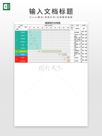 精美简约彩色项目计划甘特图