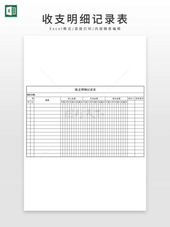 财务收支明细记录表