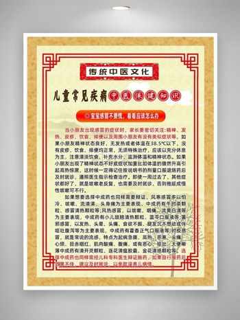 中医儿童常见疾病感冒知识海报