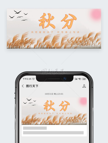 传统节气文化秋分飞鸟剪影新媒体公众号头图